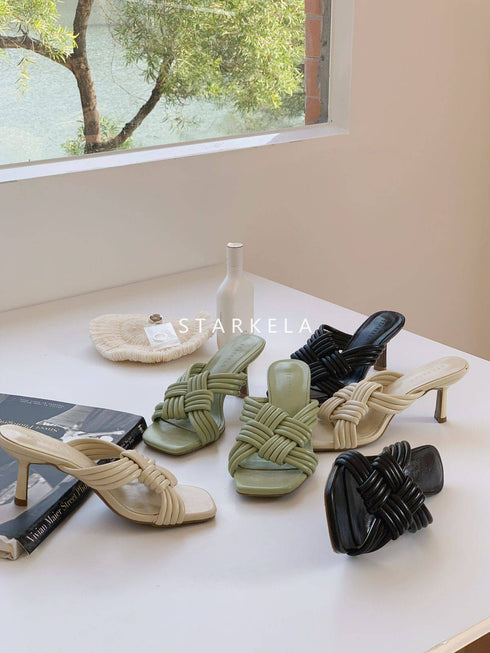 Cross Braided Slip On Heel